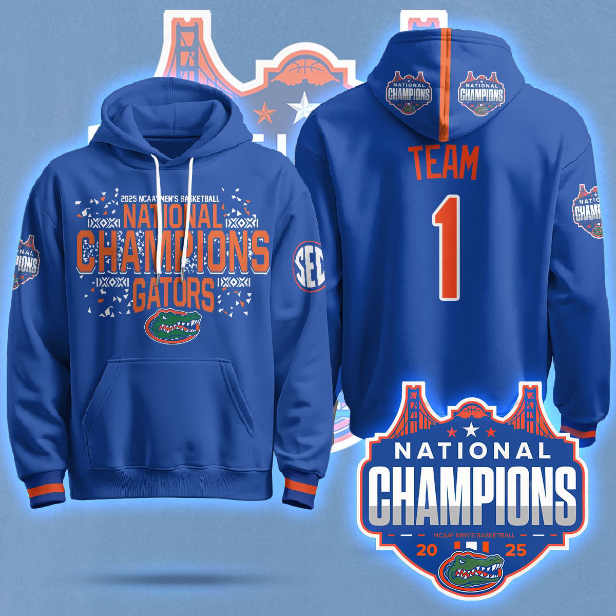 Florida Gators 2025 National Champions Basketball Hoodie N5 - Printed