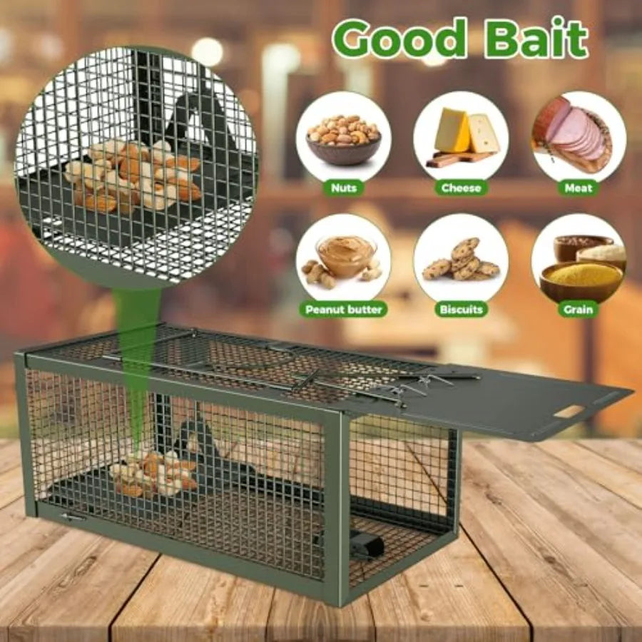 2 PCS Humane Mouse Rat Traps for Mice Chipmunk Squirrel and Other Small Animals Live Cage Catch and Release Design Ideal for In