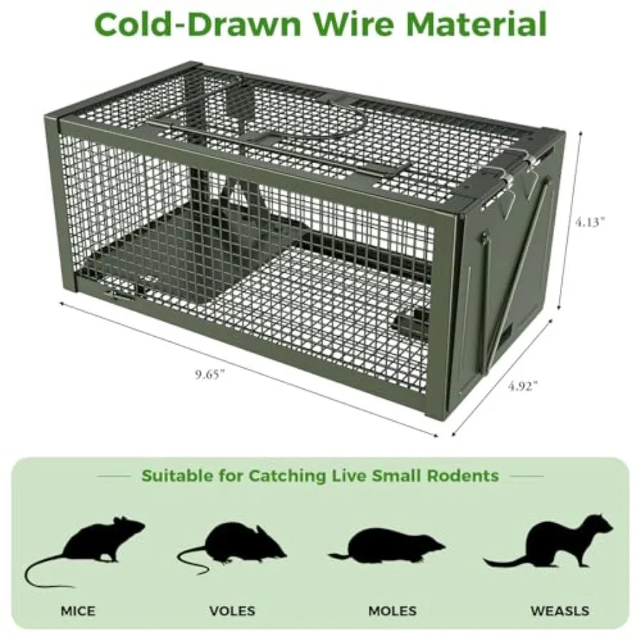 2 PCS Humane Mouse Rat Traps for Mice Chipmunk Squirrel and Other Small Animals Live Cage Catch and Release Design Ideal for In