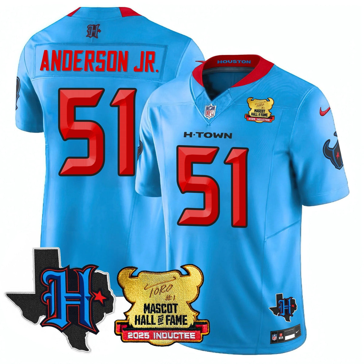 Houston Texans 2025 Mascot Hall Of Fame Jersey - All Stitched