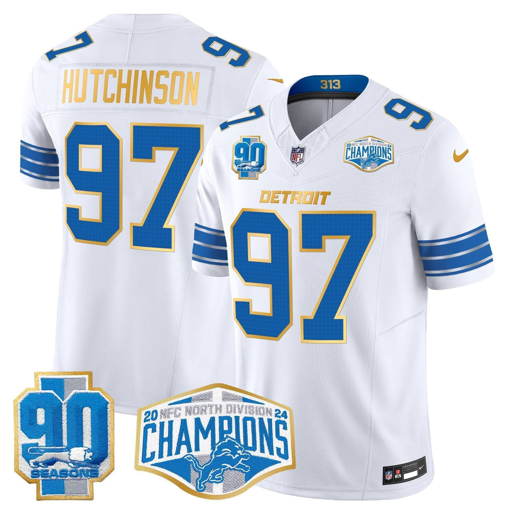 Detroit Lions 2024 NFC North Division Champions Patch Gold Trim Vapor Limited Jersey - All Stitched