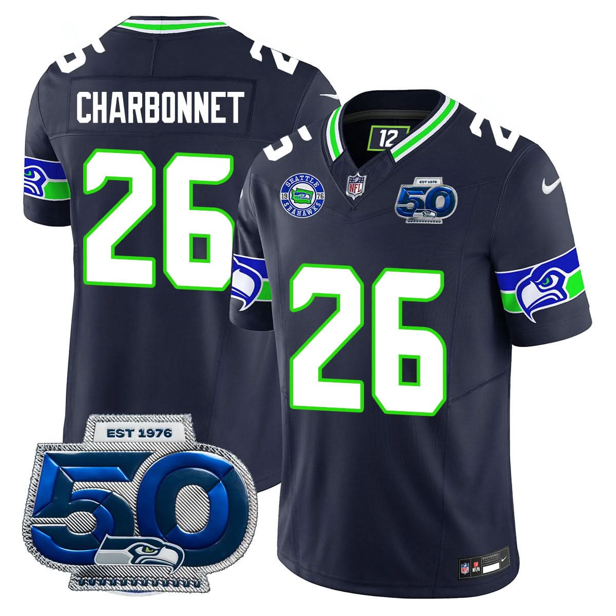 Seattle Seahawks 50th Season Vapor Limited Jersey - All Stitcheds