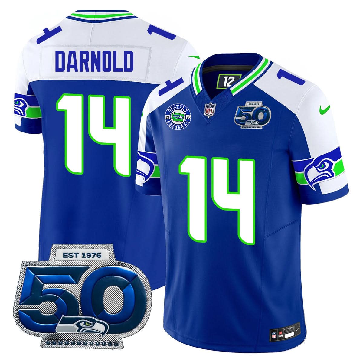 Seattle Seahawks 50th Season Vapor Limited Jersey - All Stitcheds
