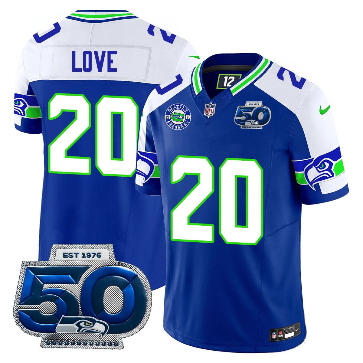 Seattle Seahawks 50th Season Vapor Limited Jersey - All Stitcheds