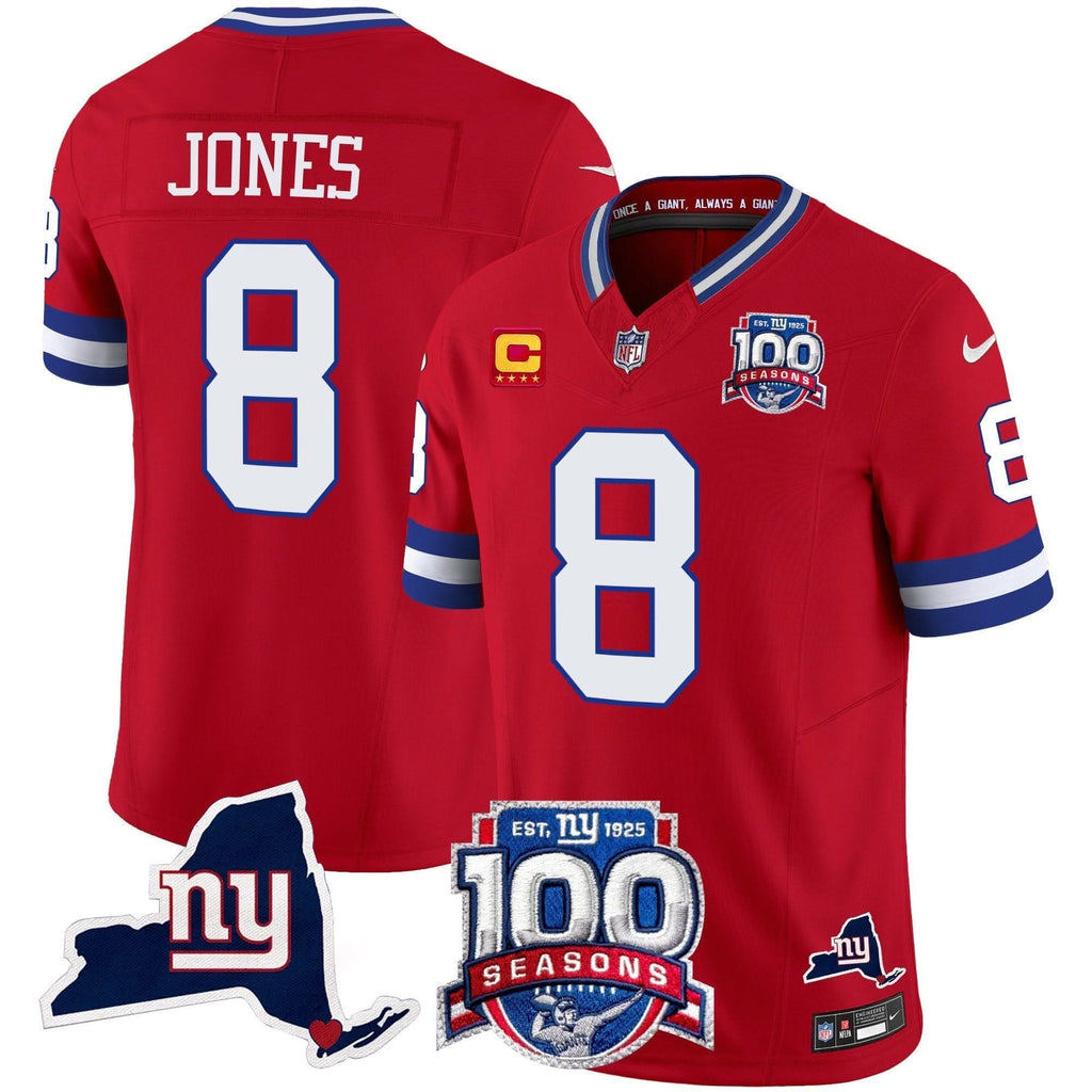 New York Giants 100th Season & State Patch Vapor Limited Jersey - All Stitched
