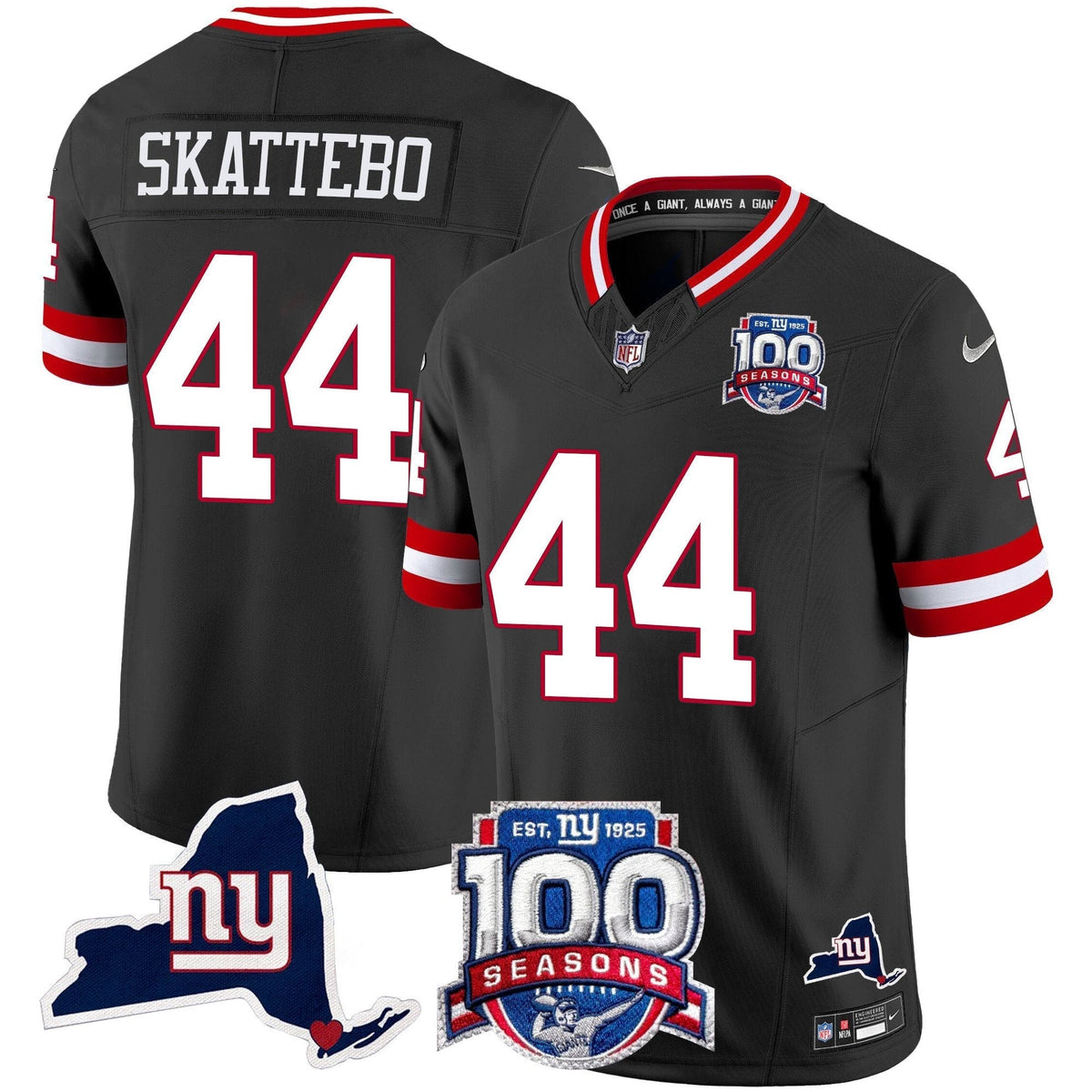 New York Giants 100th Season & State Patch Vapor Limited Jersey - All Stitched