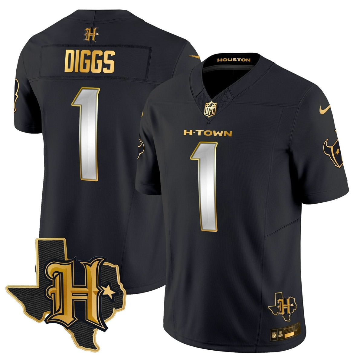 Houston Texans 2024 Texas Patch Gold Vapor Limited Jersey - All Stitched