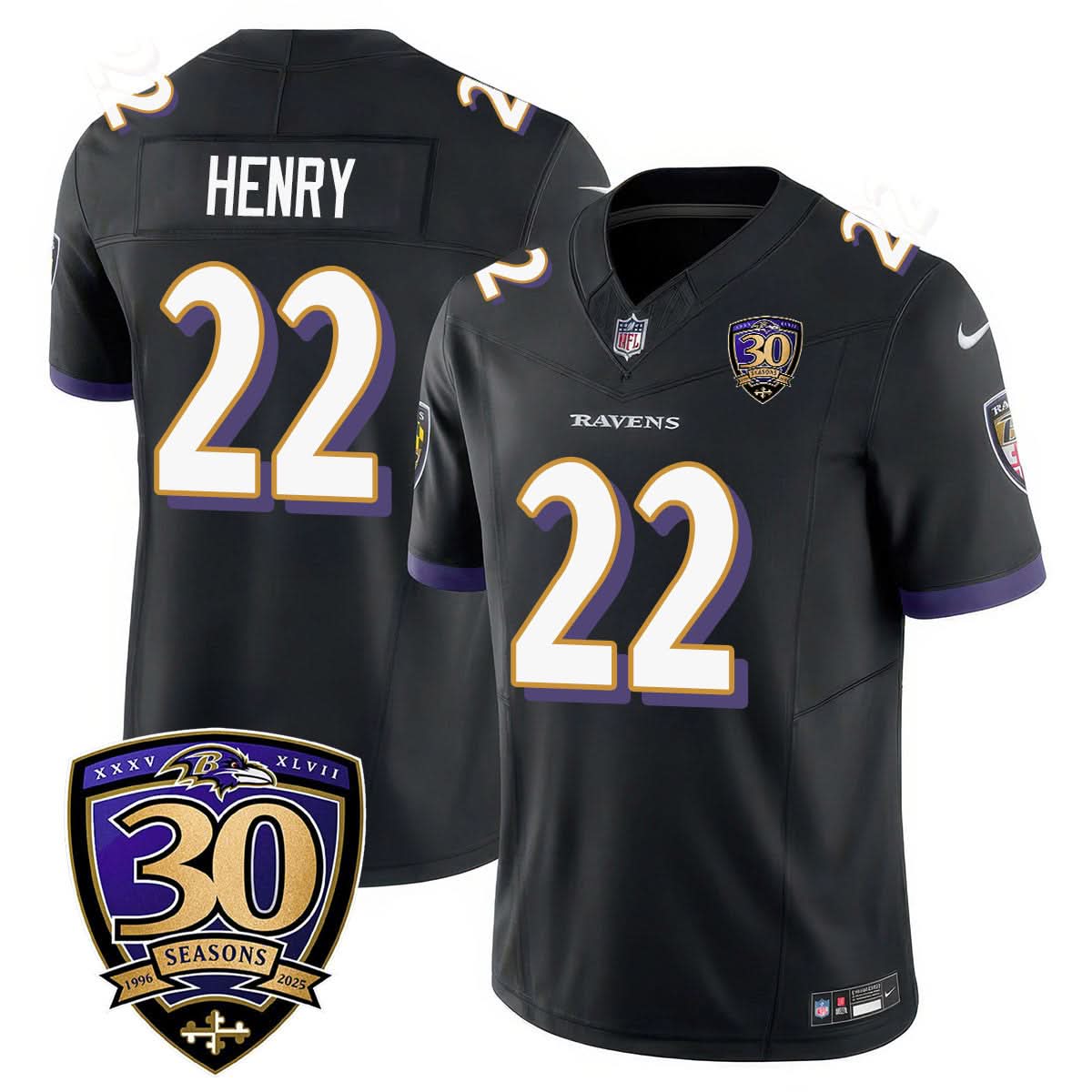 Baltimore Ravens Limited 30th Season Jersey - All Stitched