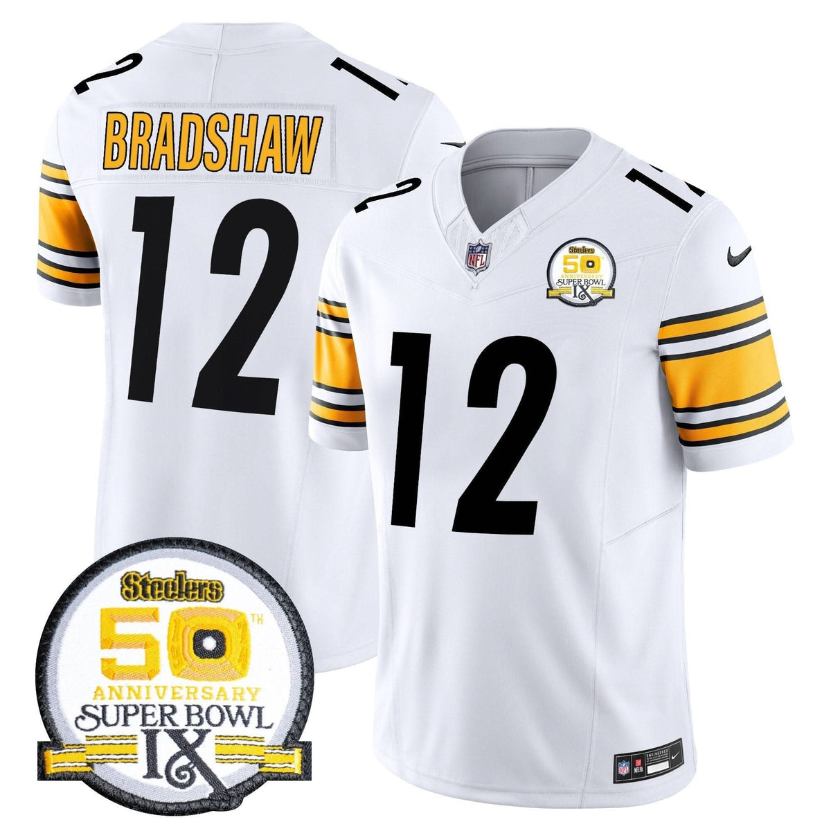 Steelers 50th Anniversary Of Super Bowl IX Patch Vapor Limited Jersey - All Stitched