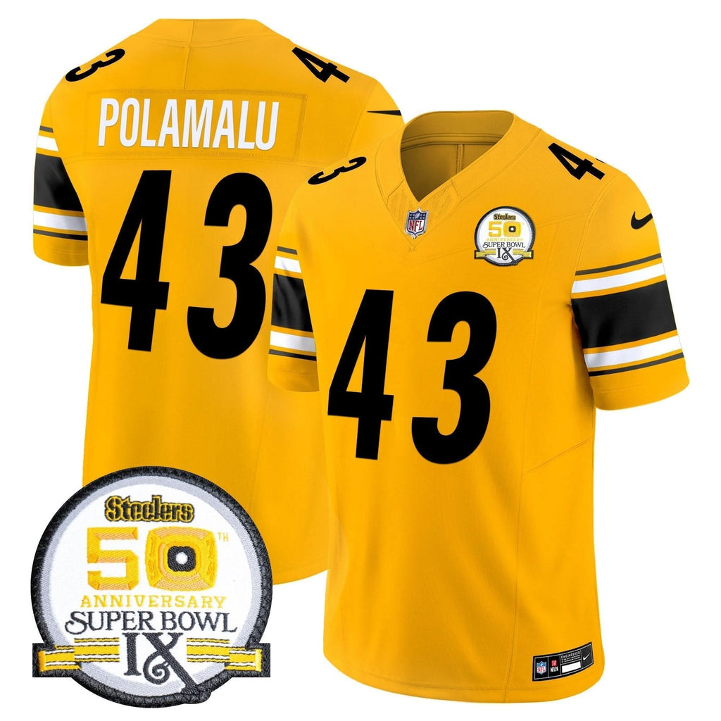 Steelers 50th Anniversary Of Super Bowl IX Patch Vapor Limited Jersey - All Stitched