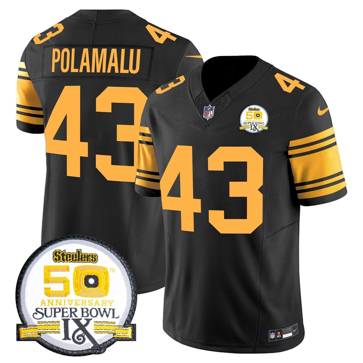 Steelers 50th Anniversary Of Super Bowl IX Patch Vapor Limited Jersey - All Stitched