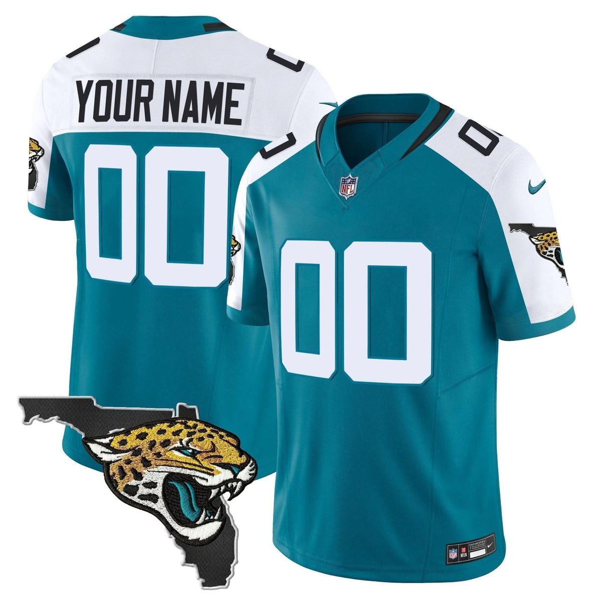 Jacksonville Jaguars Florida Patch Vapor Custom Jersey - All Stitched