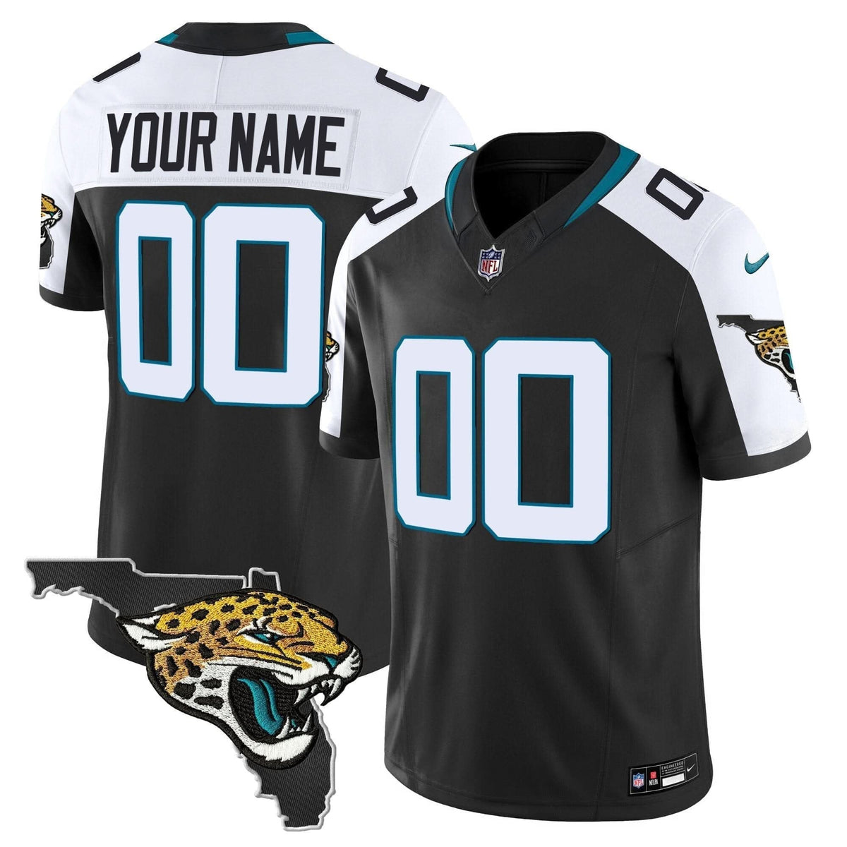 Jacksonville Jaguars Florida Patch Vapor Custom Jersey - All Stitched