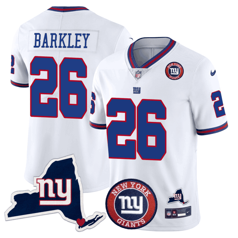 Giants New York State & Logo Patch Limited Jersey - All Stitched