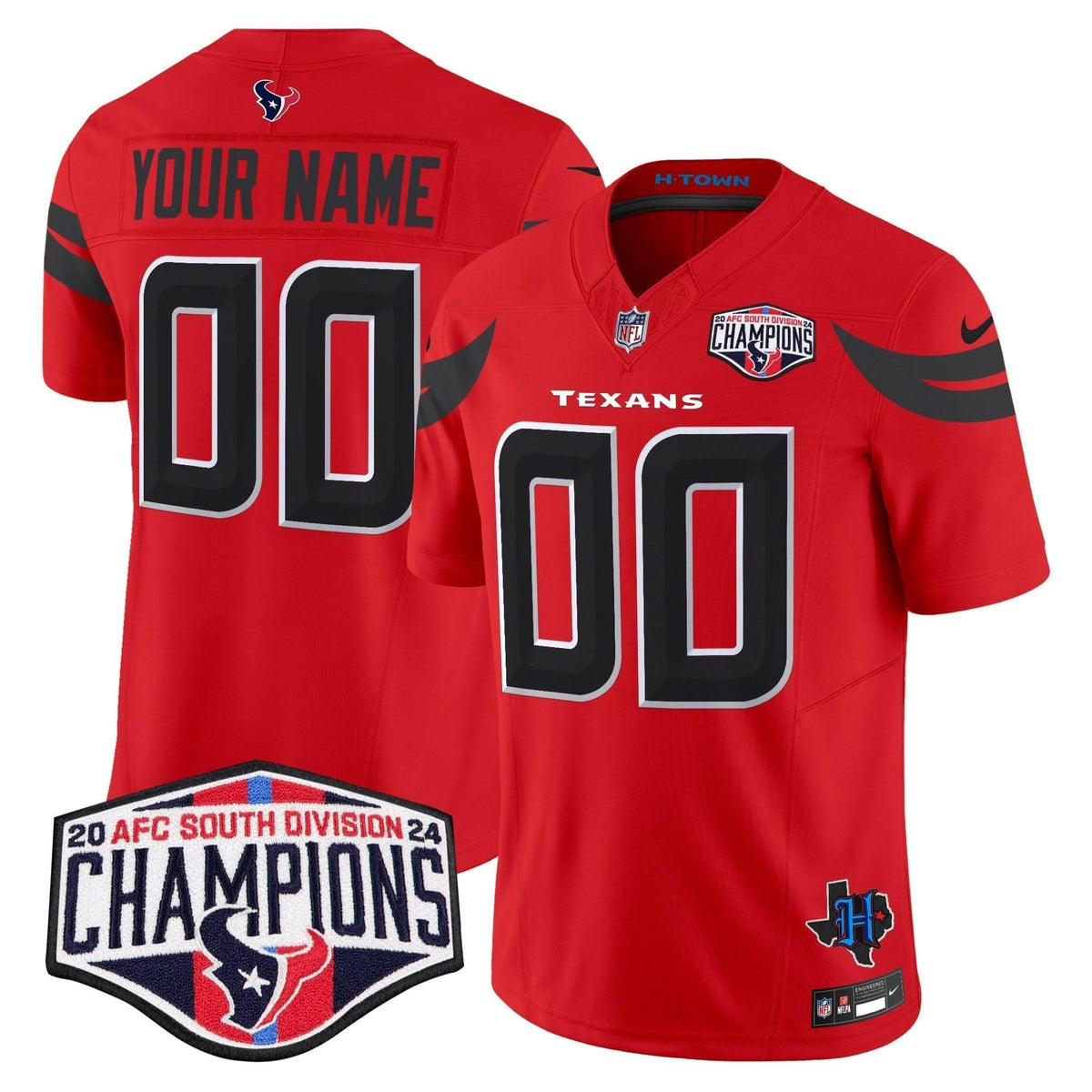 Houston Texans 2024 AFC South Division Champions Patch Vapor Limited Custom Jersey - All Stitched