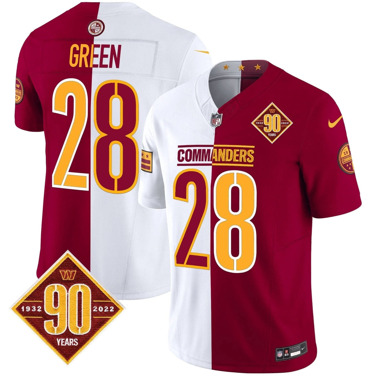 Washington Commanders 90th Anniversary Patch Vapor Limited Jersey - All Stitched