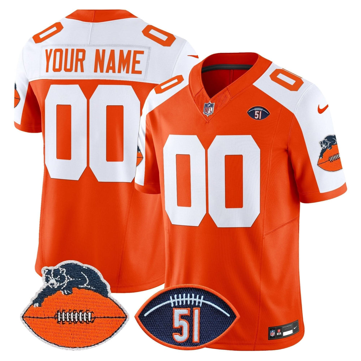 Chicago Bears Dick Butkus Patch Throwback Vapor Limited Custom Jersey - All Stitched