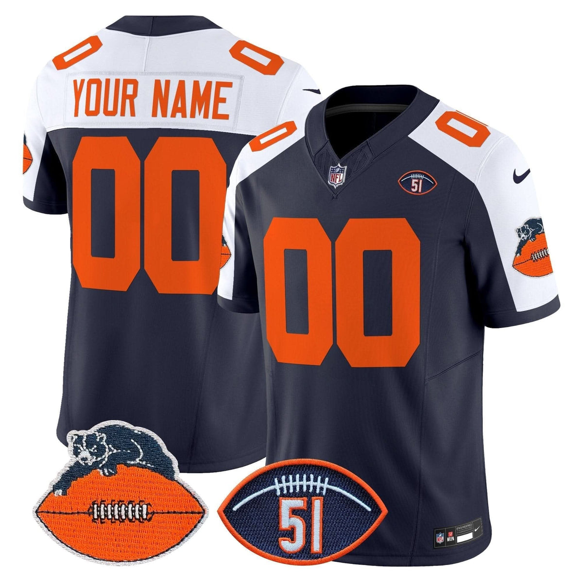 Chicago Bears Dick Butkus Patch Throwback Vapor Limited Custom Jersey - All Stitched