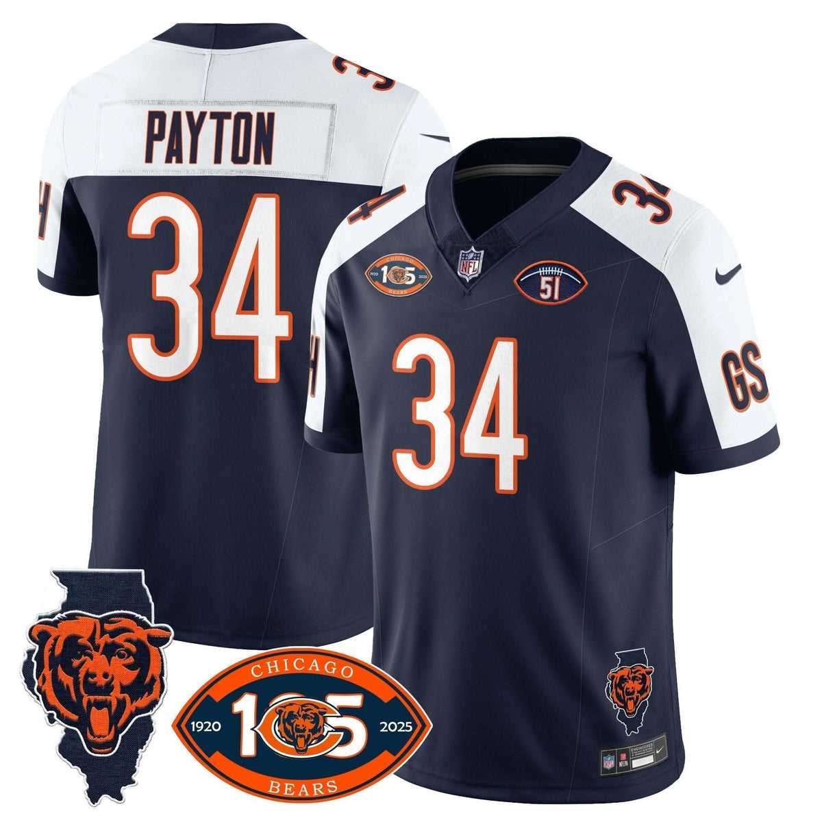 Bears 1920-2025 The Bears Vapor Limited Jersey - All Stitched