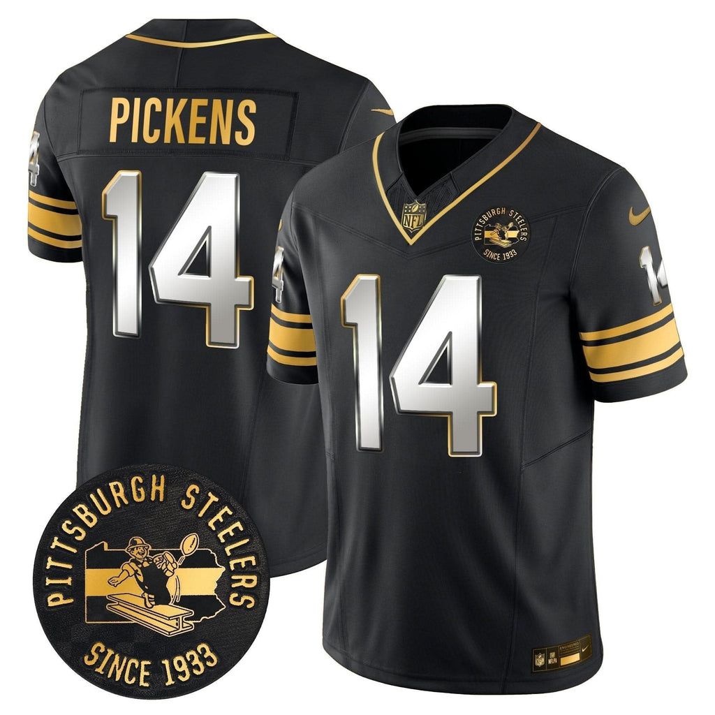 Pittsburgh Steelers Throwback 1933 Patch Gold Vapor Limited Jersey - All Stitched