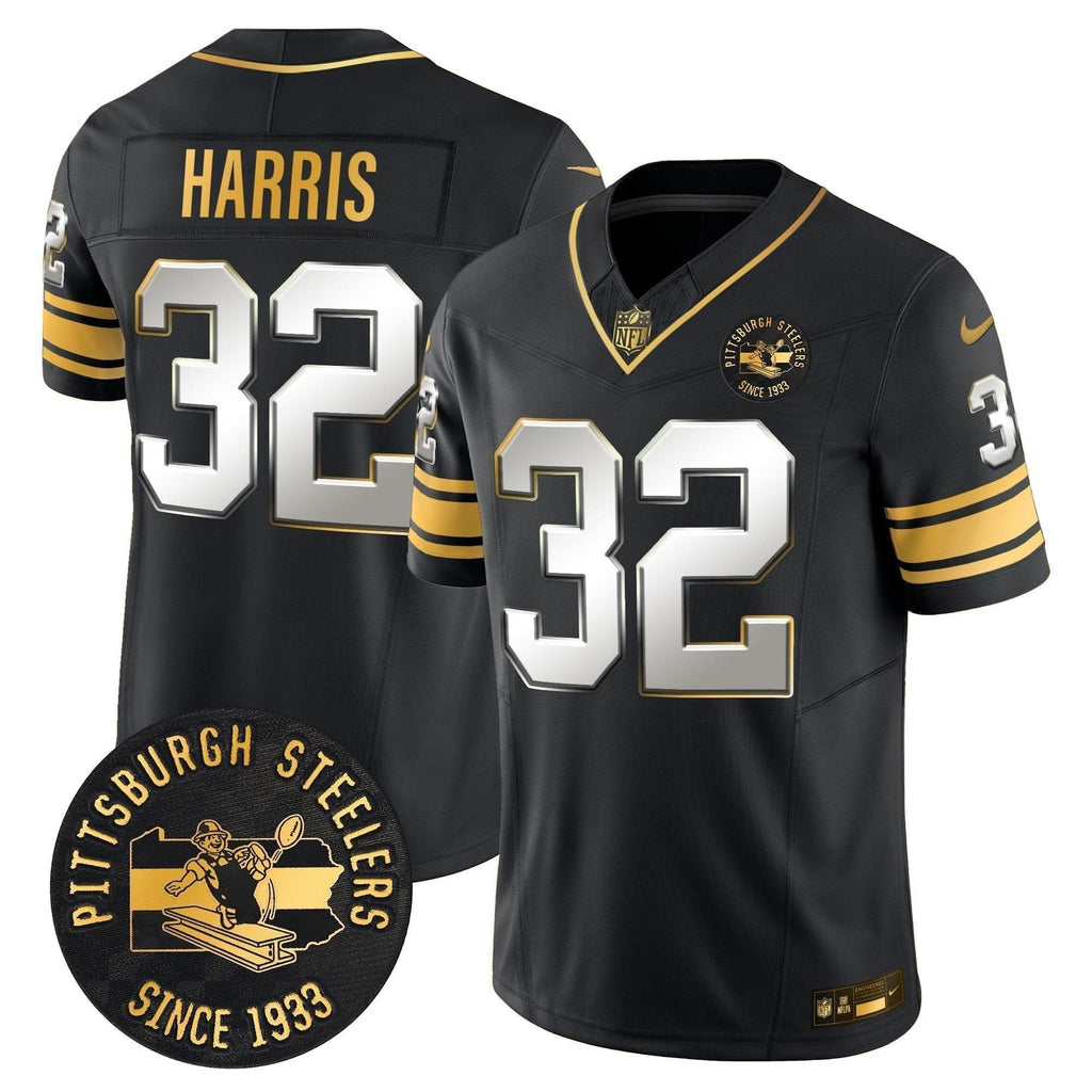 Pittsburgh Steelers Throwback 1933 Patch Gold Vapor Limited Jersey - All Stitched