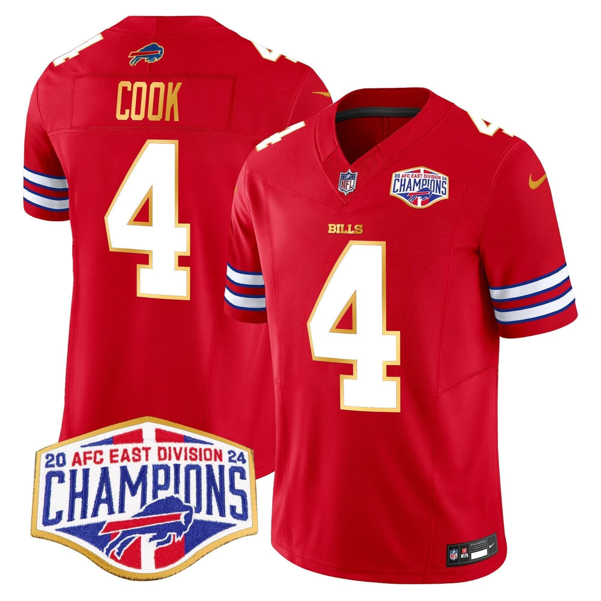 Bills 2024 AFC East Division Champions Gold Trim Vapor Limited Jersey - All Stitched