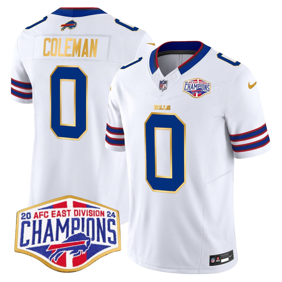 Bills 2024 AFC East Division Champions Gold Trim Vapor Limited Jersey - All Stitched
