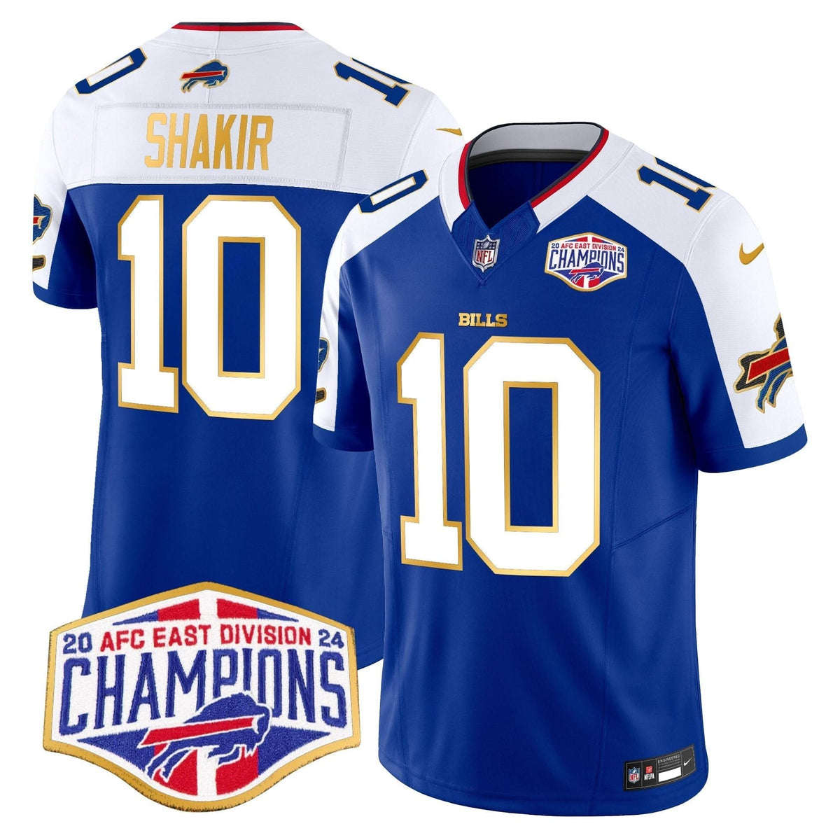 Bills 2024 AFC East Division Champions Gold Trim Vapor Limited Jersey - All Stitched