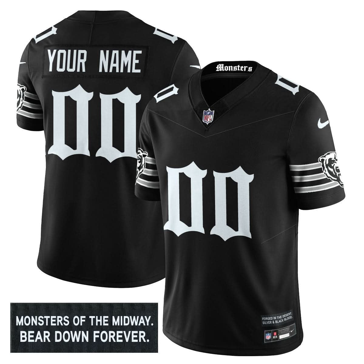 Chicago Bears 'Gothic Monsters Edition' Vapor Limited Custom Jersey - All Stitched