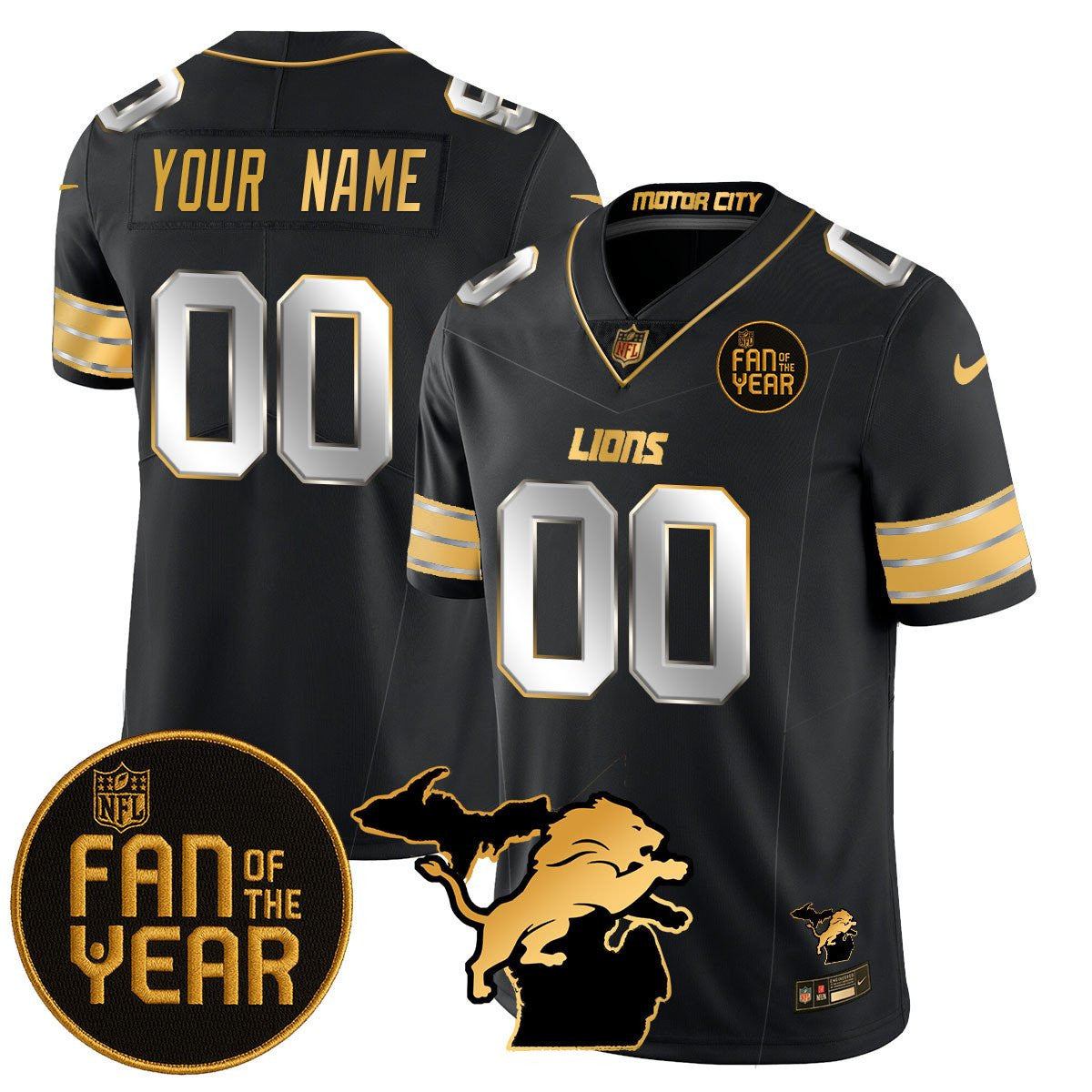 Detroit Lions "Fan Of The Year" Custom Jersey - All Stitched