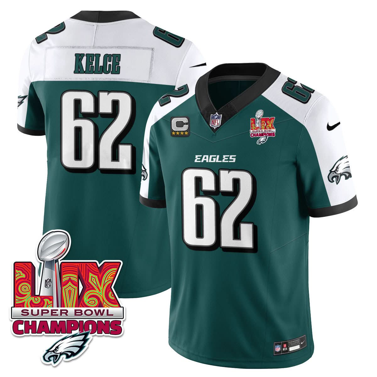 Philadelphia Eagles Super Bowl LIX Champions Gold Vapor Limited Jersey - All Stitched