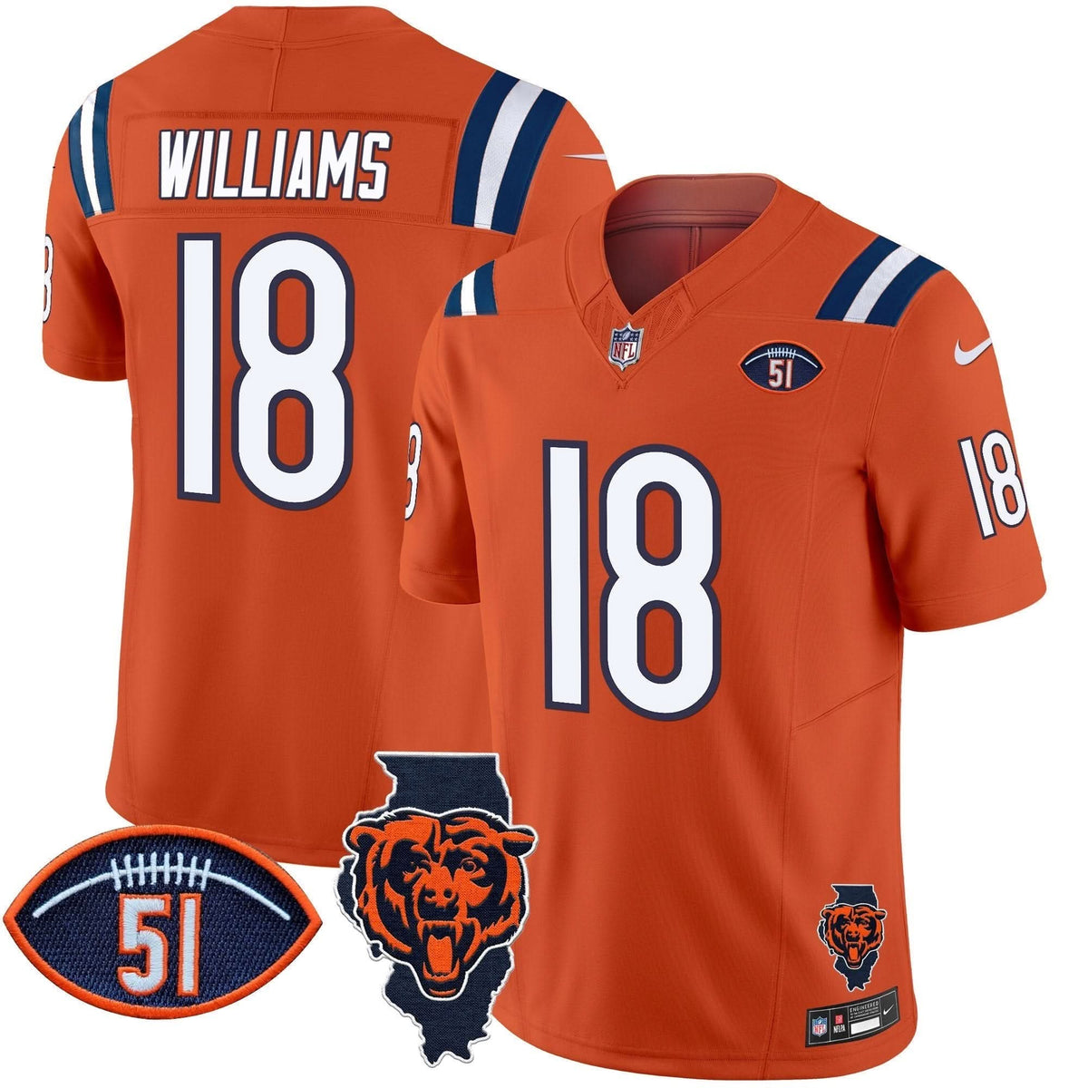 Bears Illinois Patch Vapor Limited Jersey V2 - All Stitched