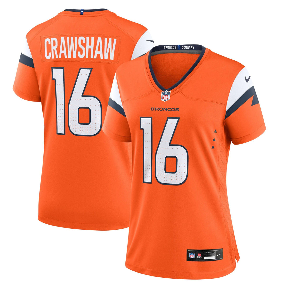 Women's Denver Broncos Jeremy Crawshaw Nike Orange Team Game Jersey